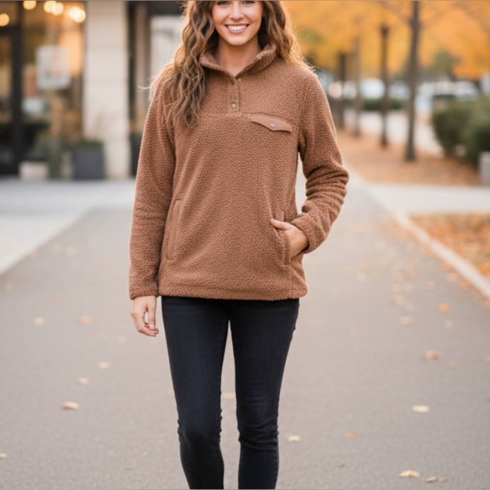 Midweight Snap Fleece Pullover Medium Brown Gorpcore Hygge 32 Degrees Heat